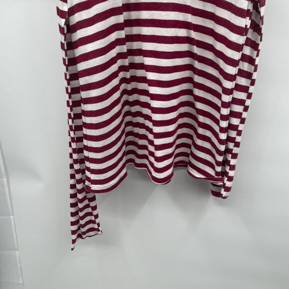 Lake Flower Striped Shift Dress 3/4 Sleeve Burgundy/White Size Medium Belted - Picture 3 of 9